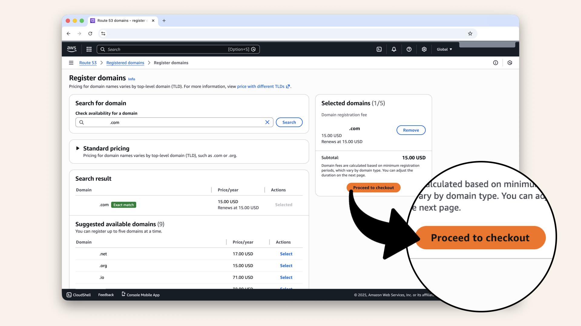 Click Proceed to checkout