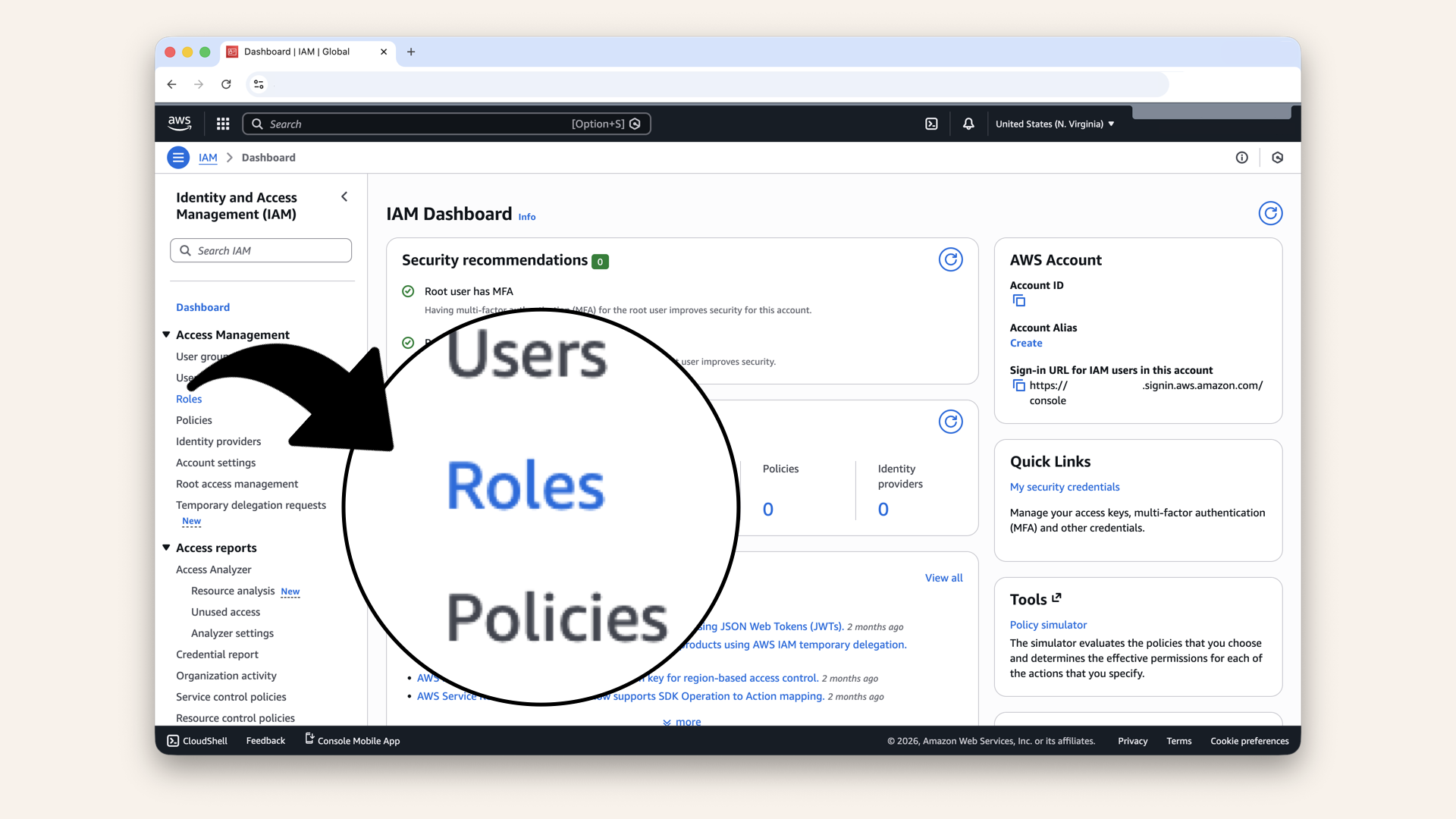 Click Roles in the left sidebar