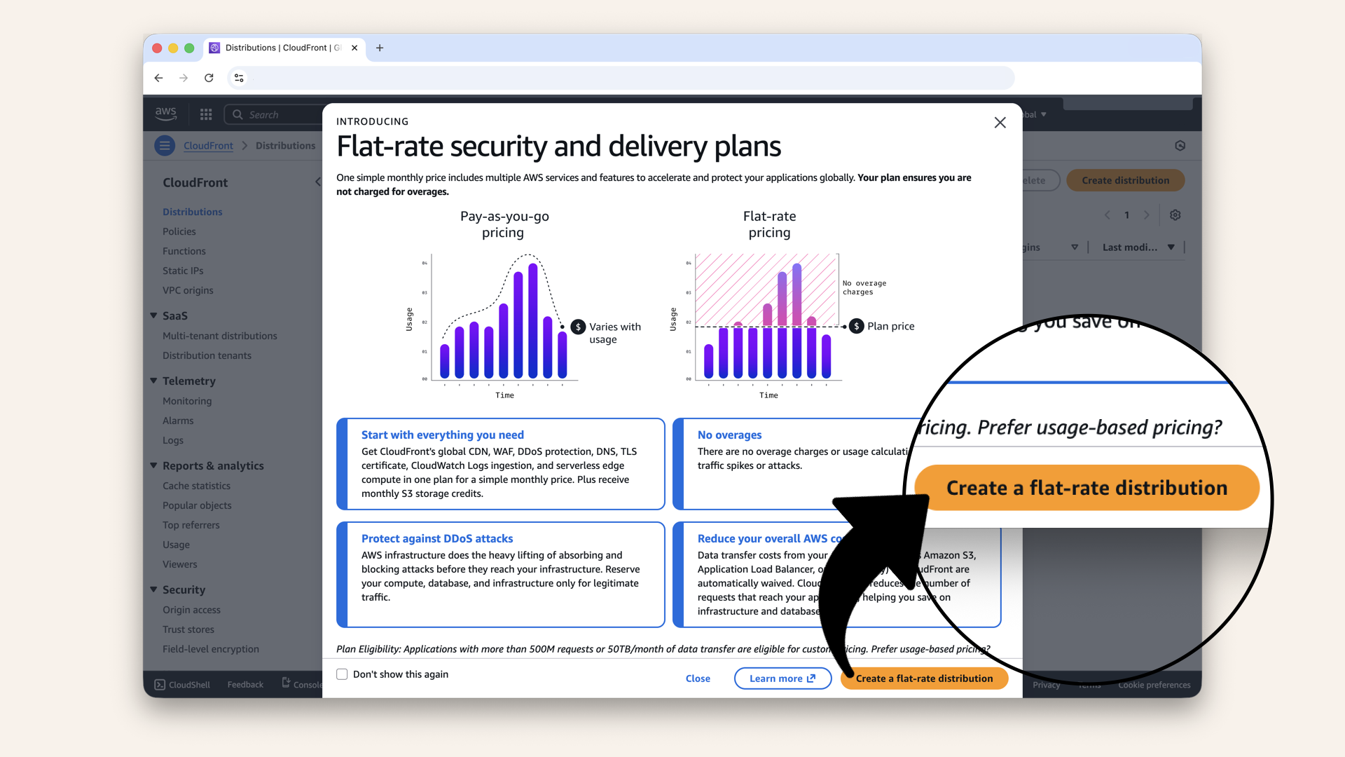 Youll see a popup introducing flat-rate plans, click Create flat-rate distribution