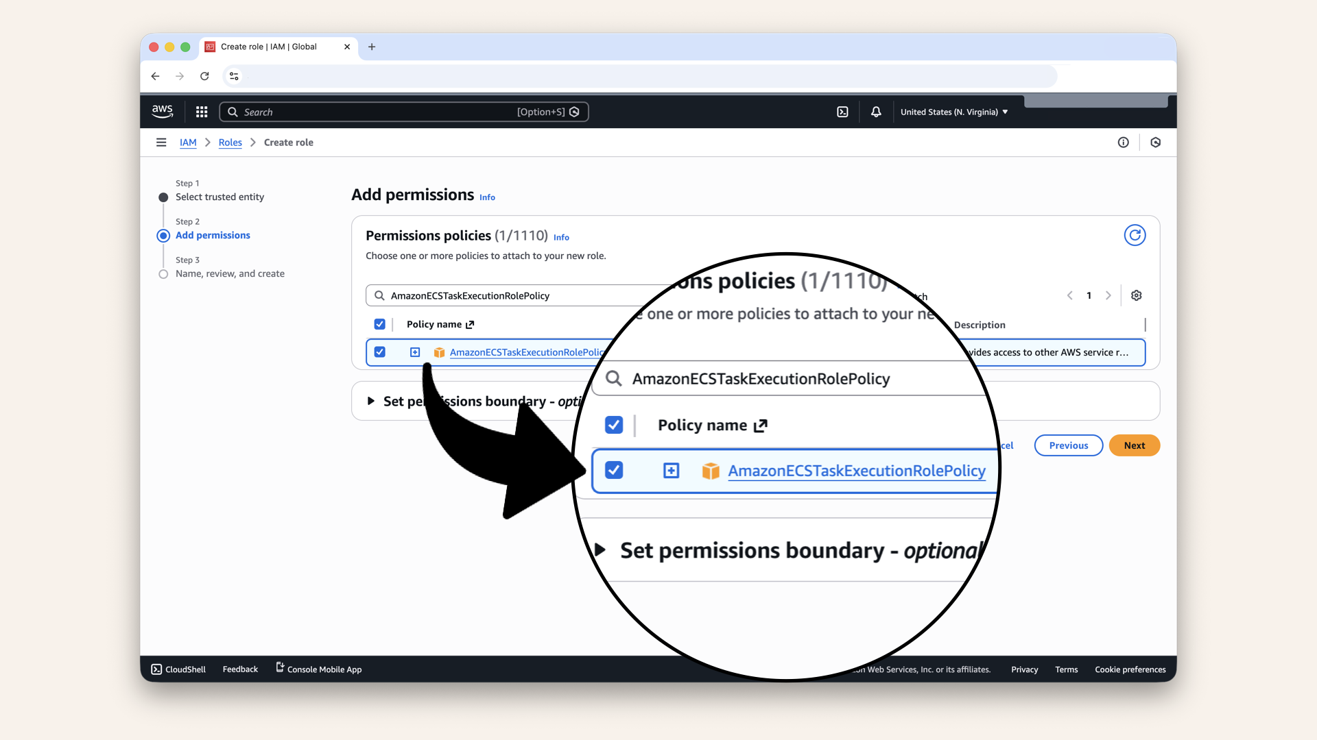 Search for and select these policies