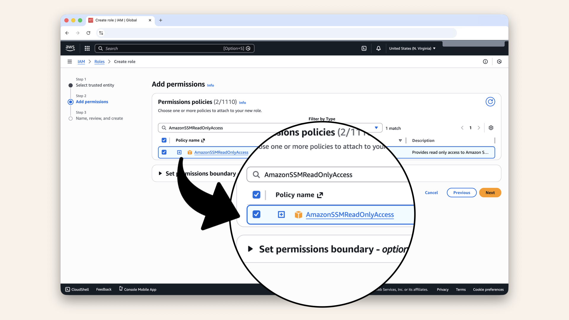 Search for and select these policies