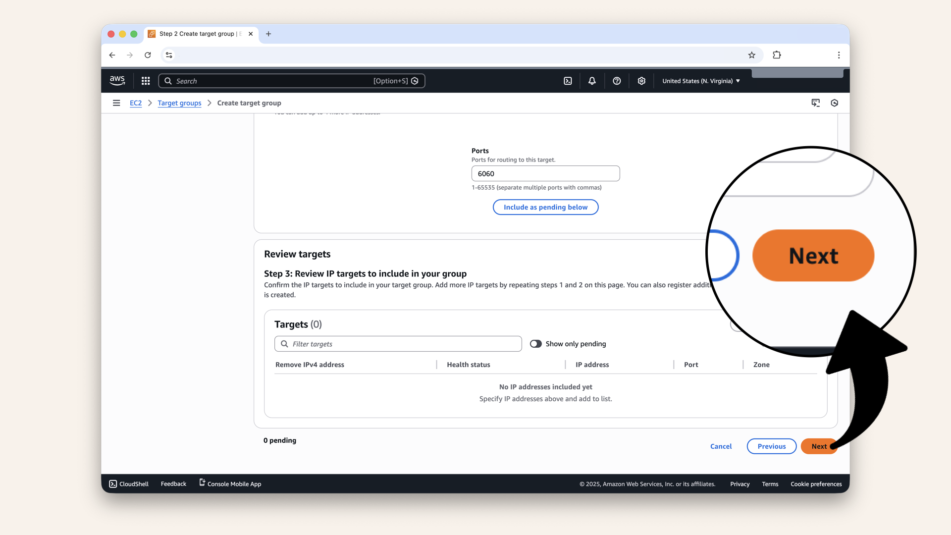 Dont add any targets yet. Scroll all the way down and click Next