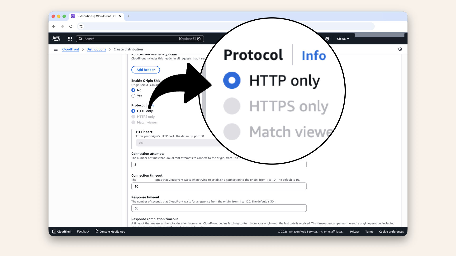 Click HTTP only Click HTTP only