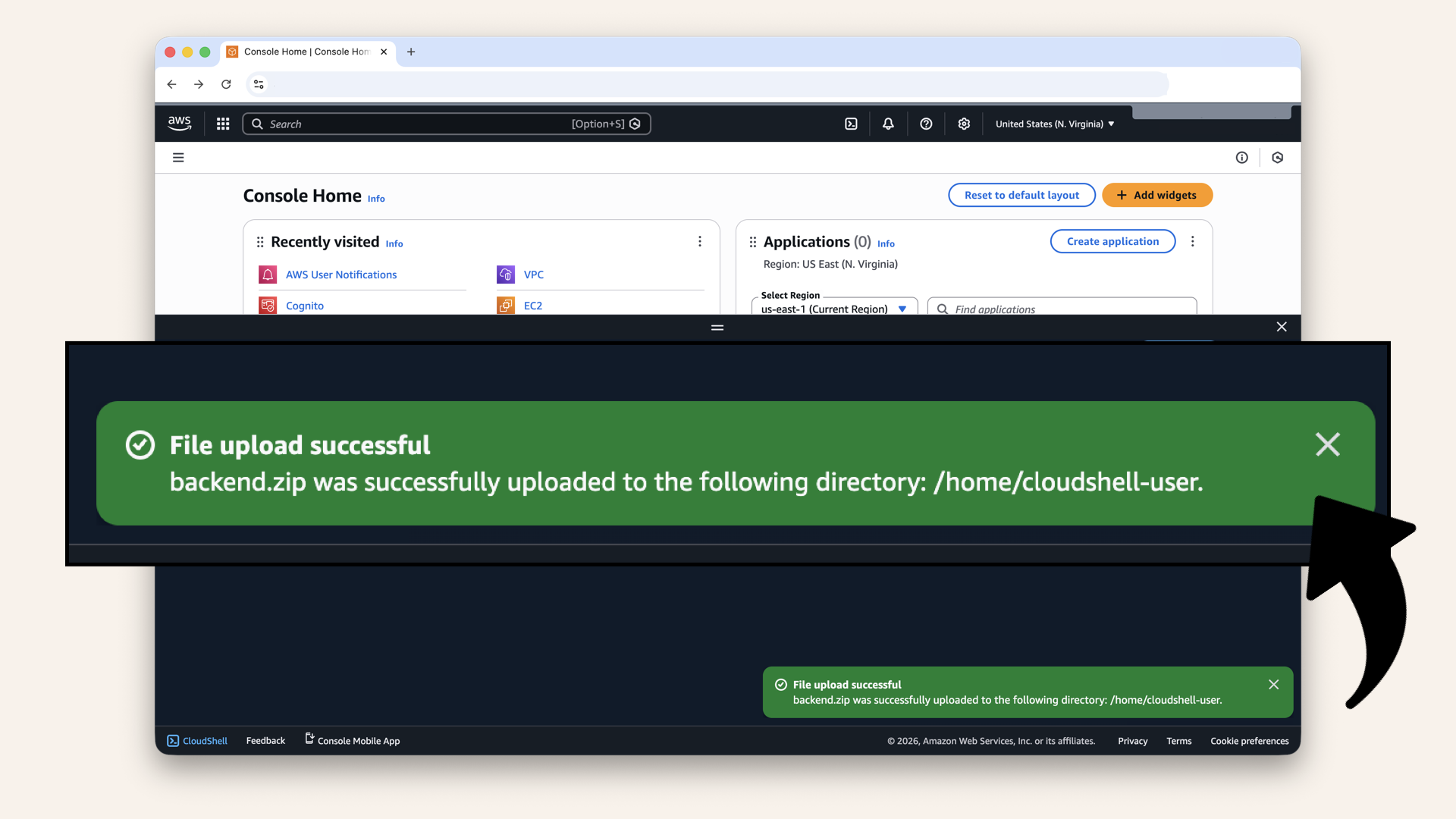You should see File upload successful
