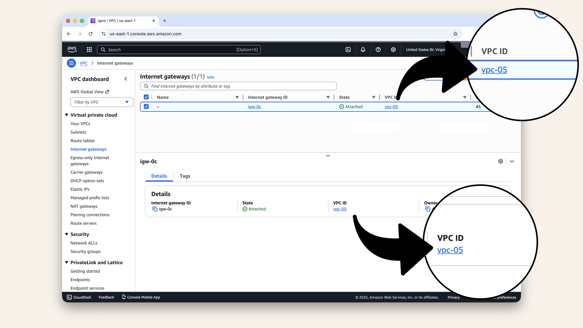 You should see one Internet Gateway already attached to your VPC
