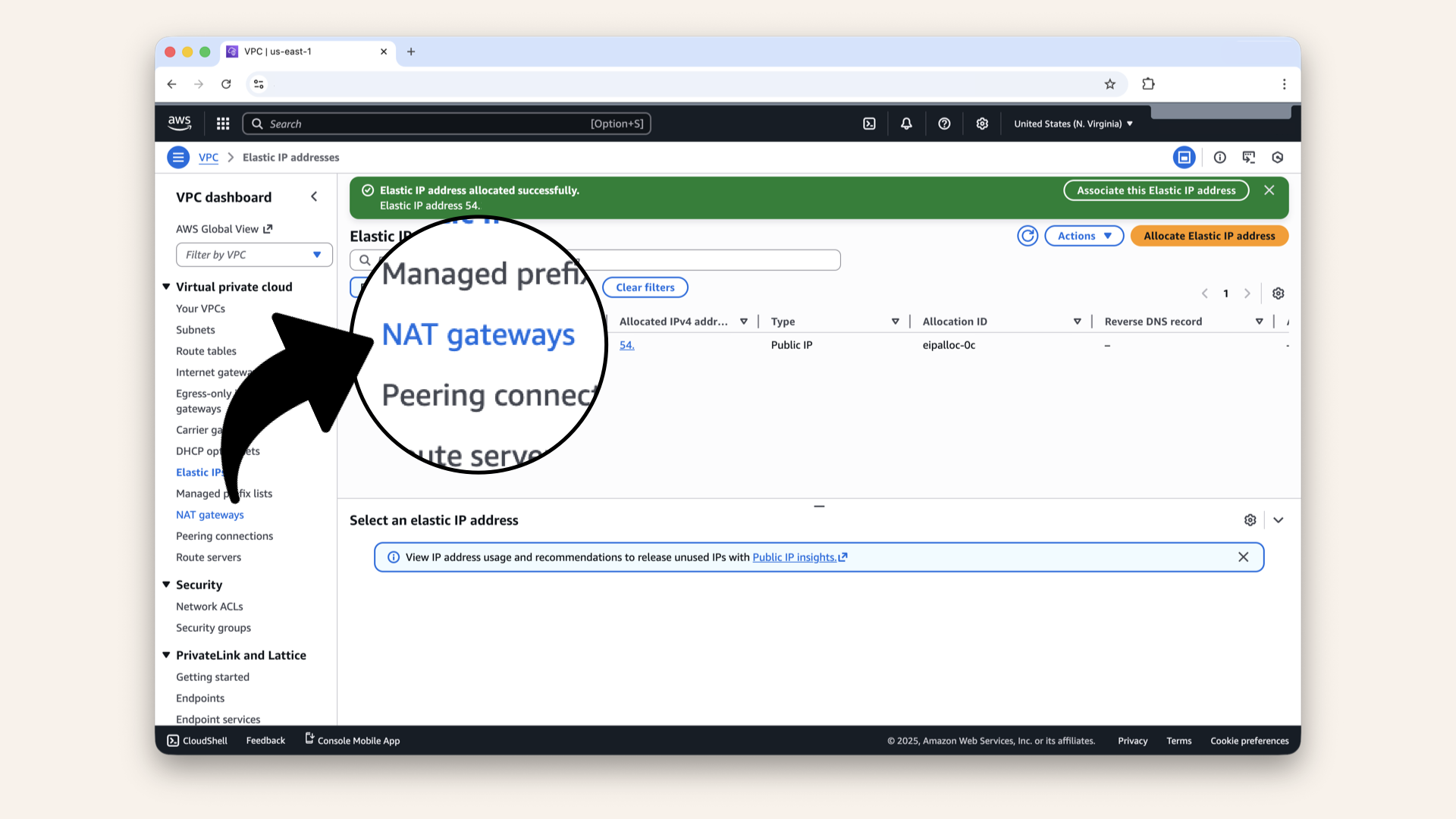 Click NAT Gateways in the left menu Click NAT Gateways in the left menu