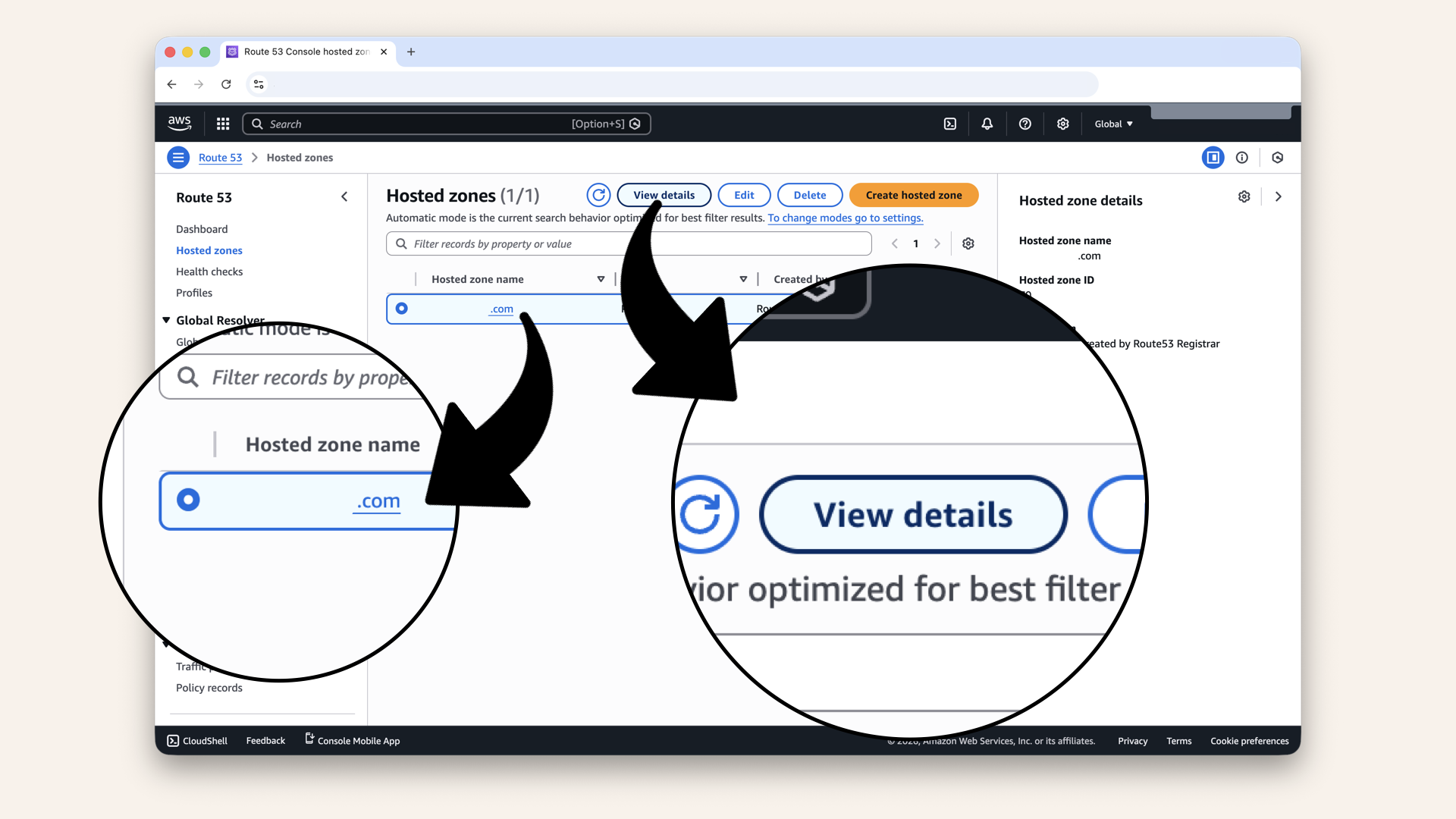 Click your domain then click View details
