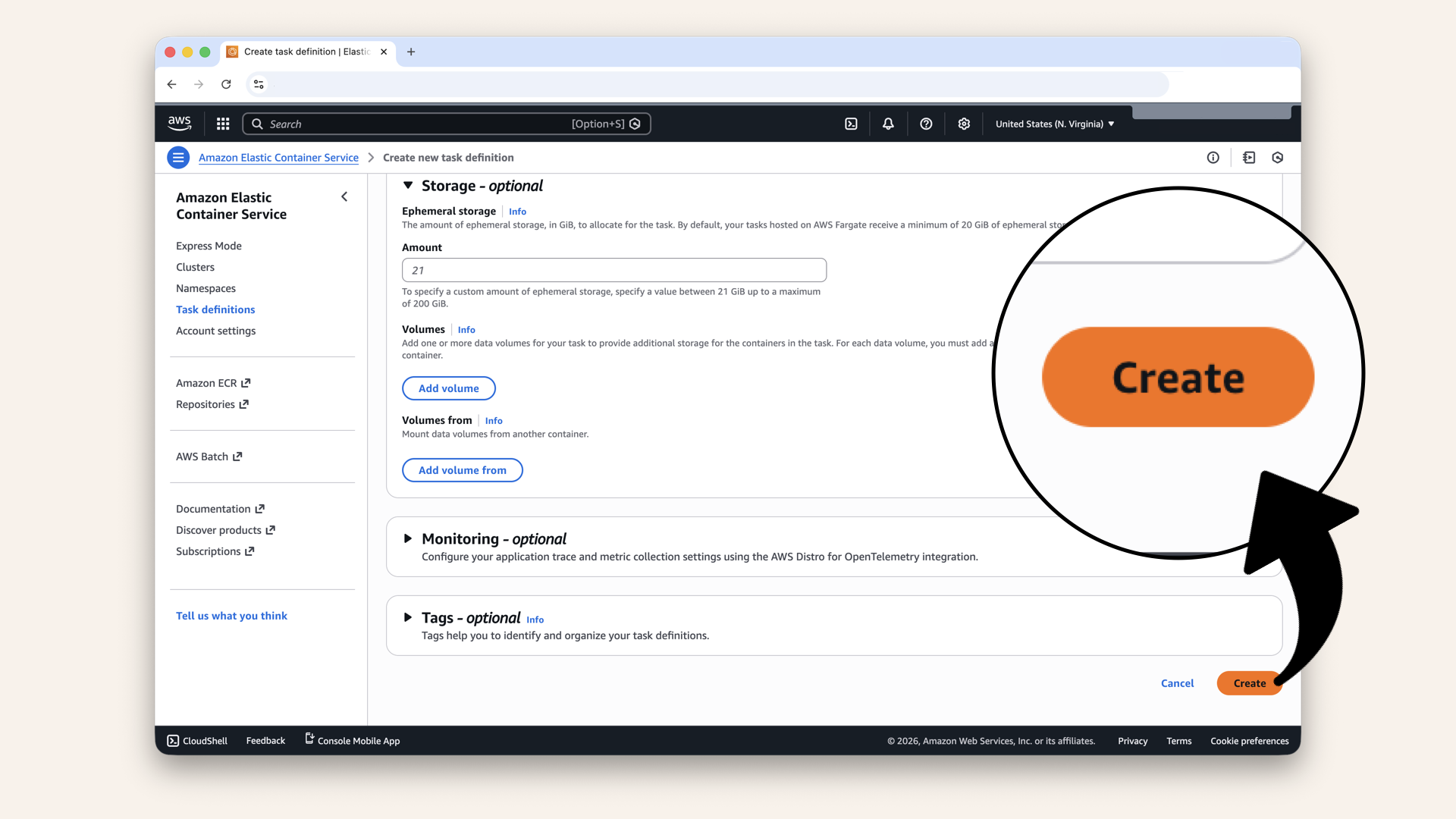 Scroll all the way down and click Create