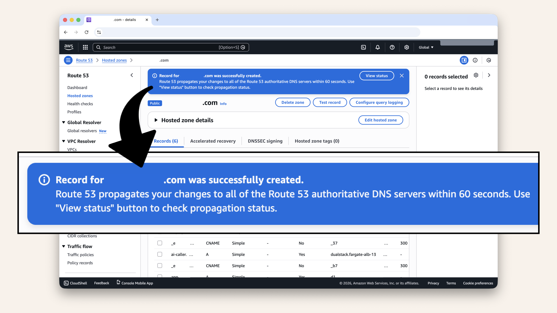 You should see Successfully created record