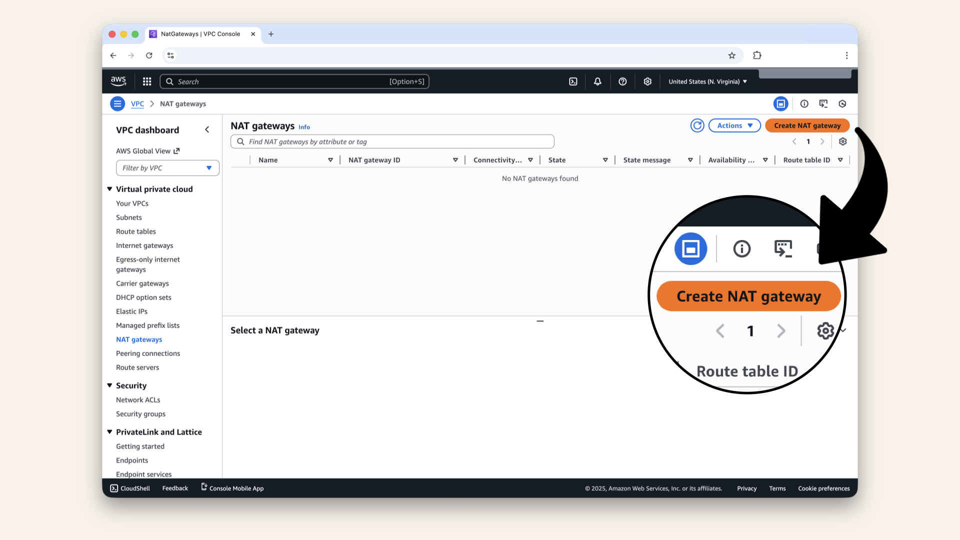 Click Create NAT gateway Click Create NAT gateway