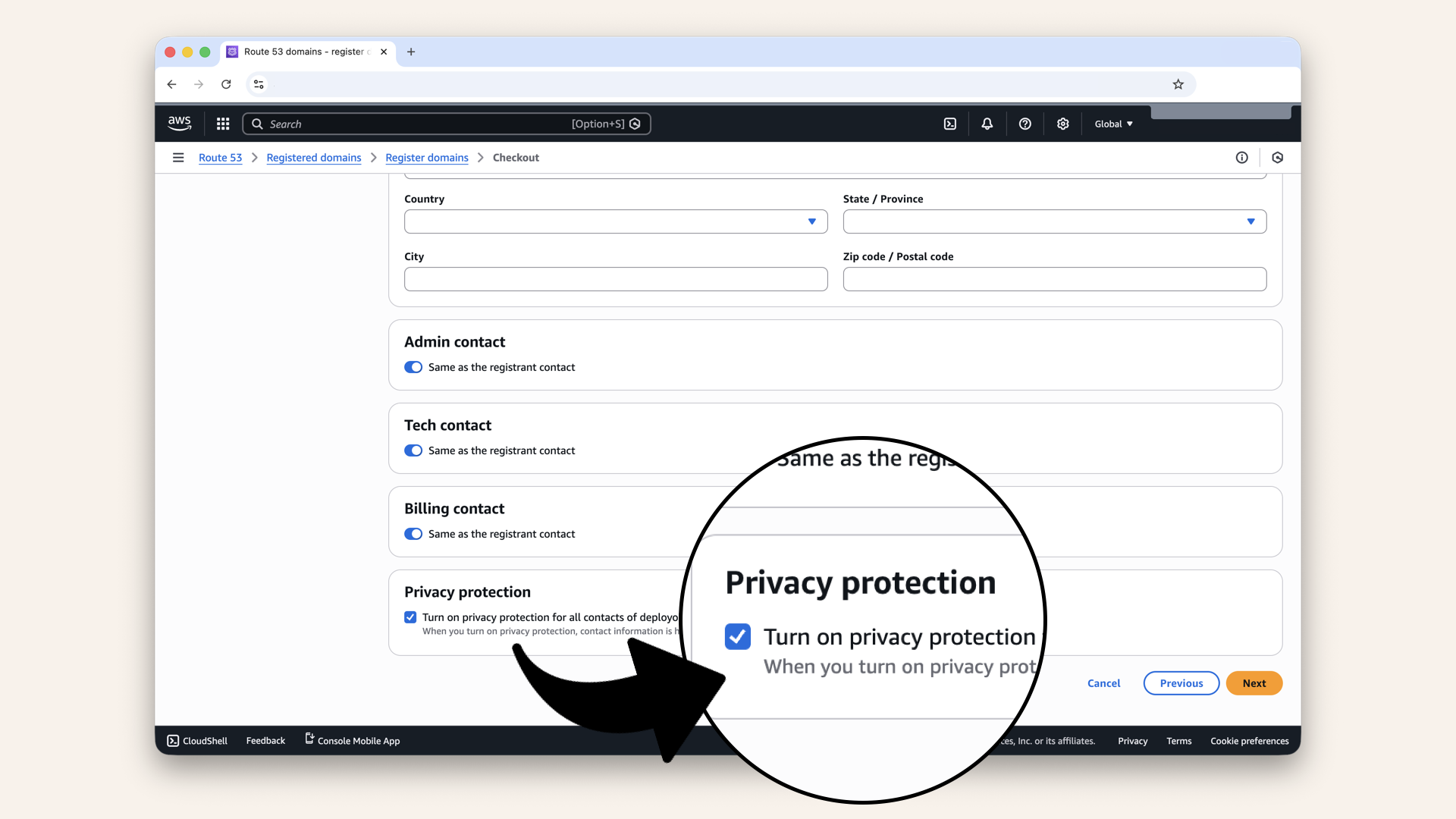 Make sure Privacy protection is enabled (usually default)