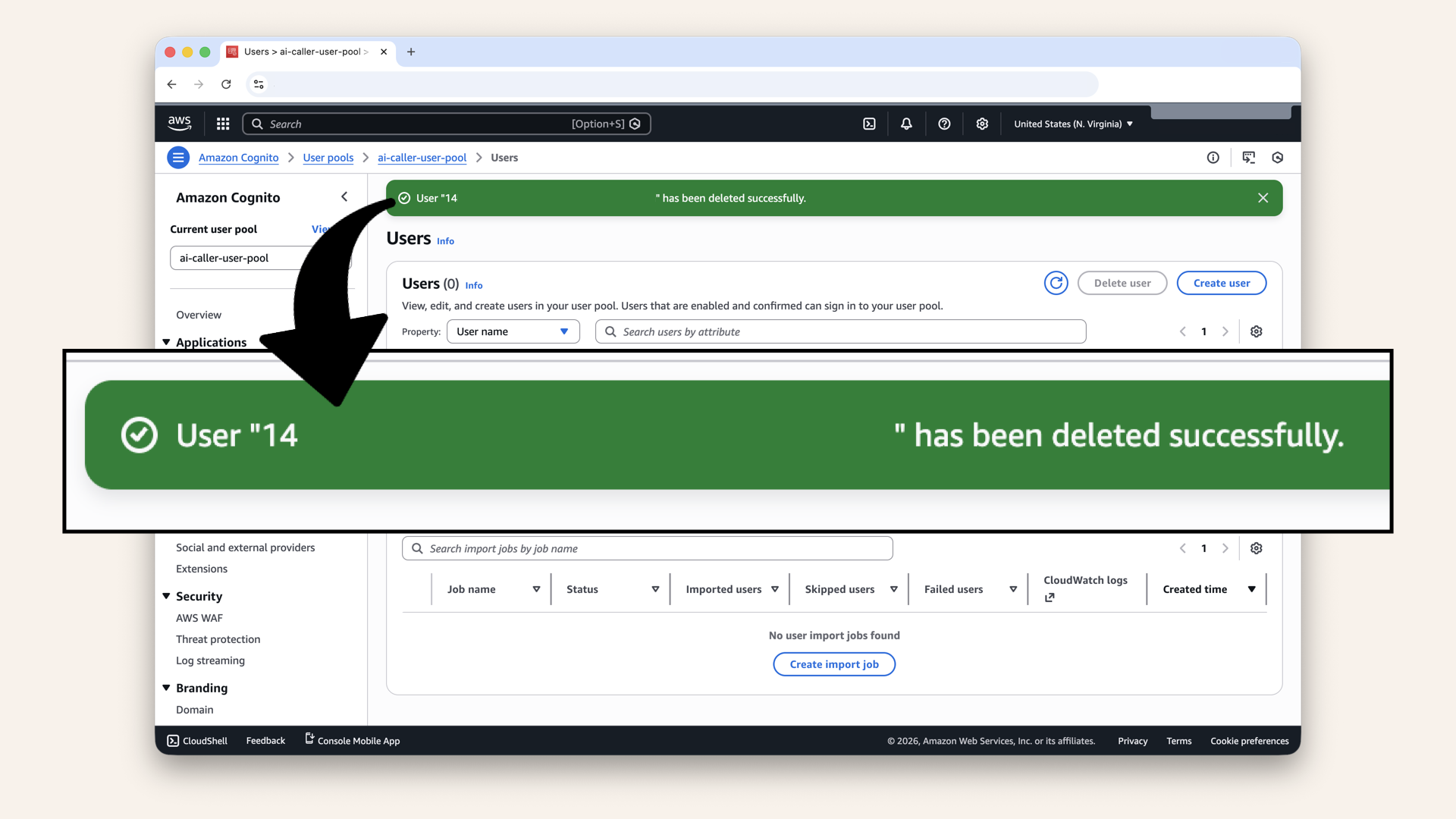You should see User successfully deleted