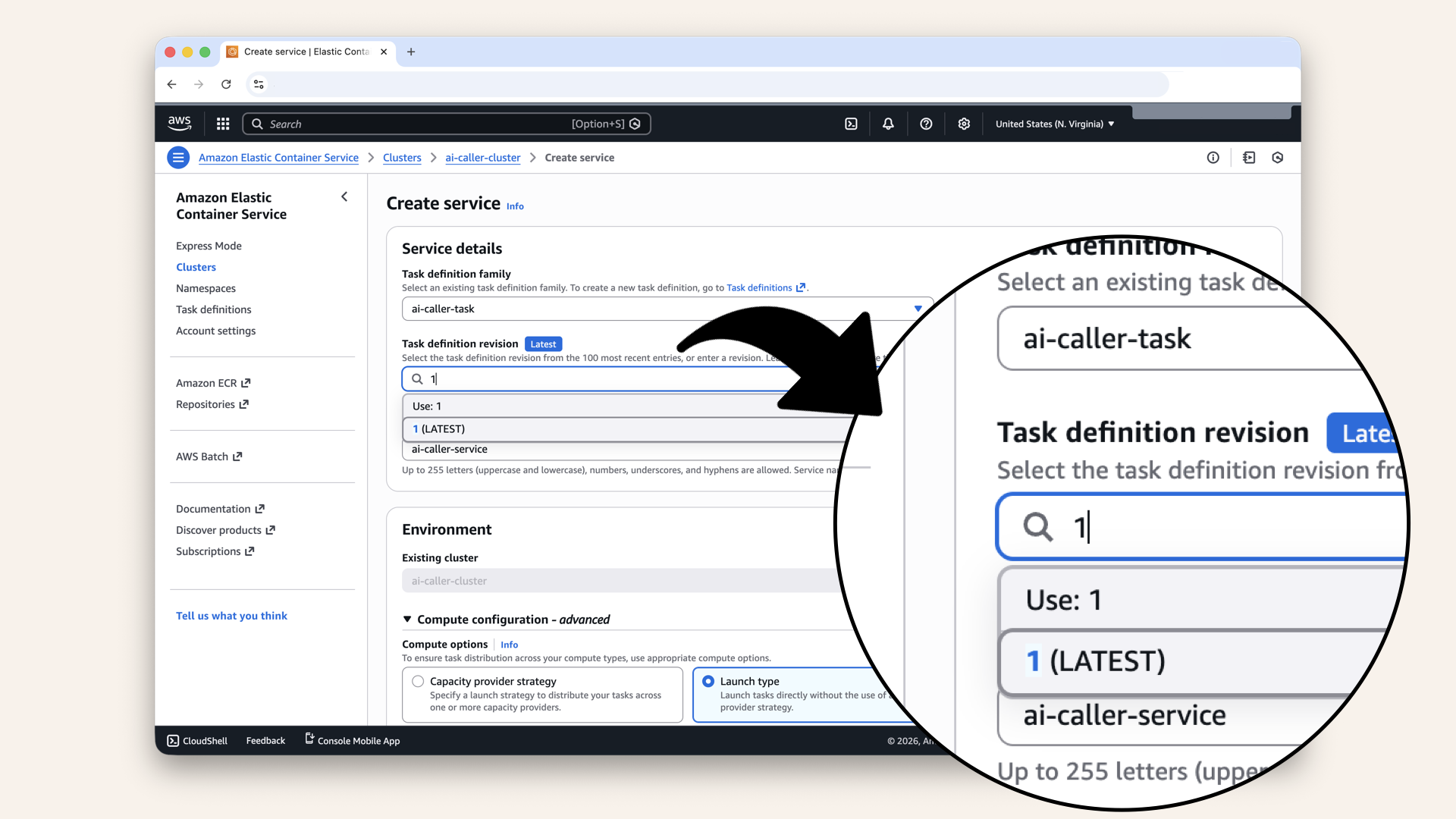 Fill in the settings for Service details