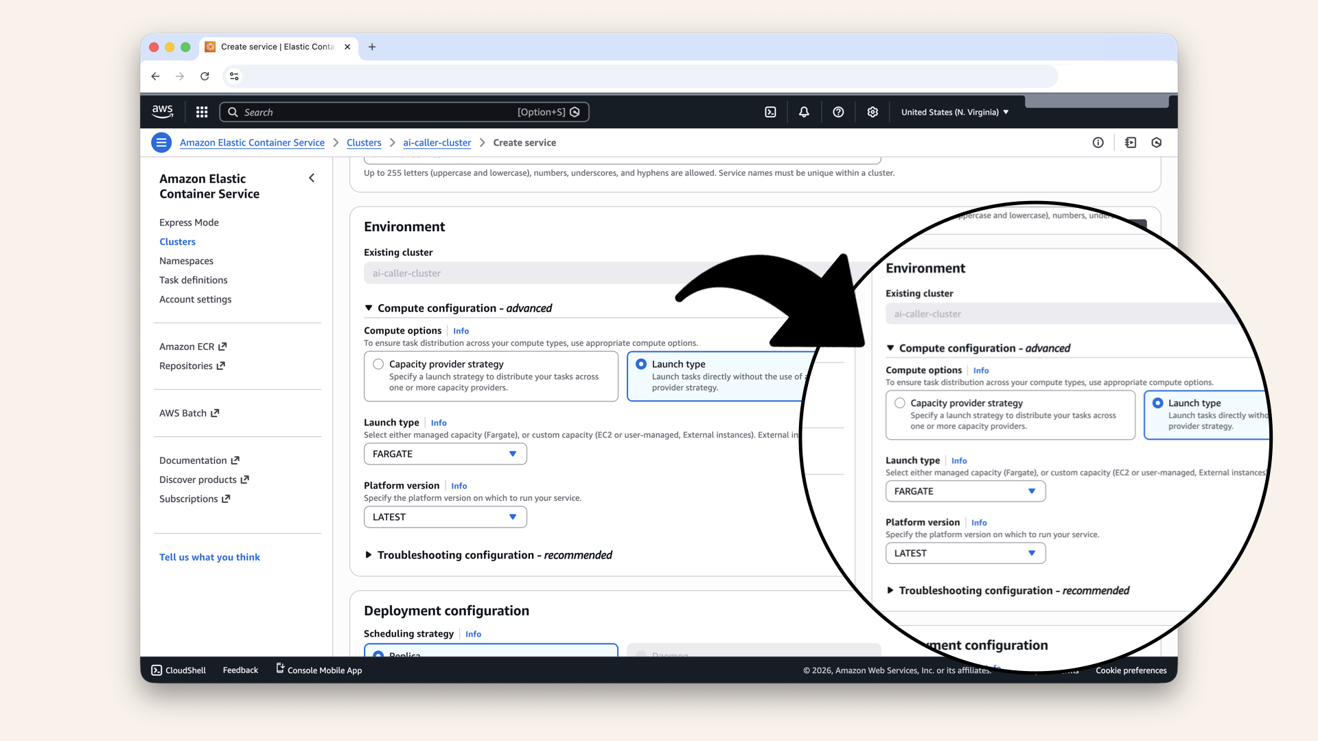 Fill in the settings for Environment